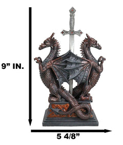 Guardian Double Dragons With Celtic Rune Sword Letter Opener Figurine Set-8