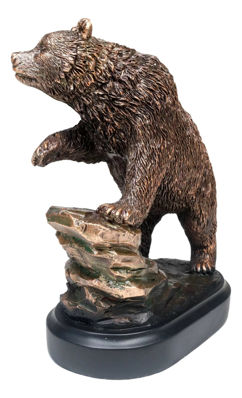 Grizzly Bear Climbing On River Rock Statue 6.25"Tall Bronze Electroplated Resin-5