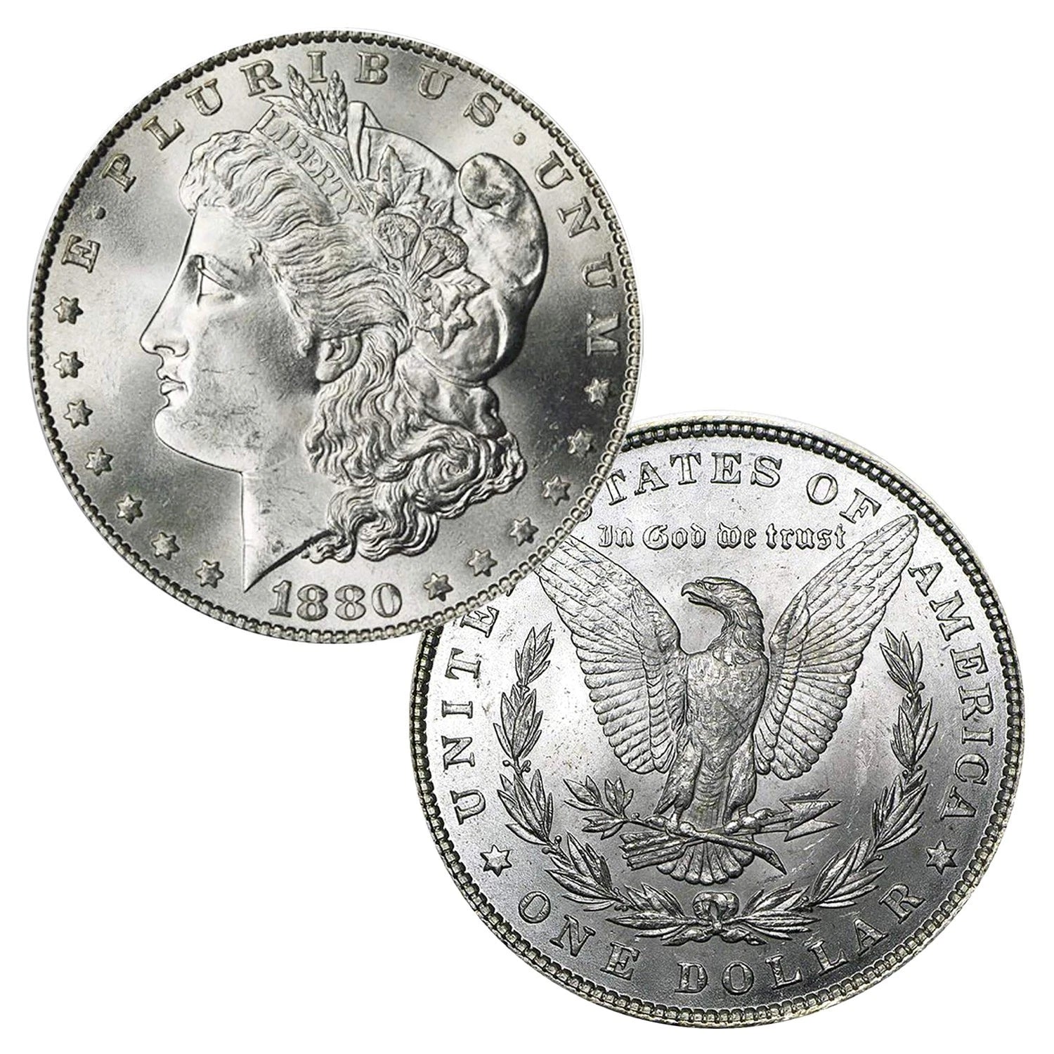 1880 P Morgan Silver Dollar $1 Brilliant Uncirculated BU 90% Silver-1
