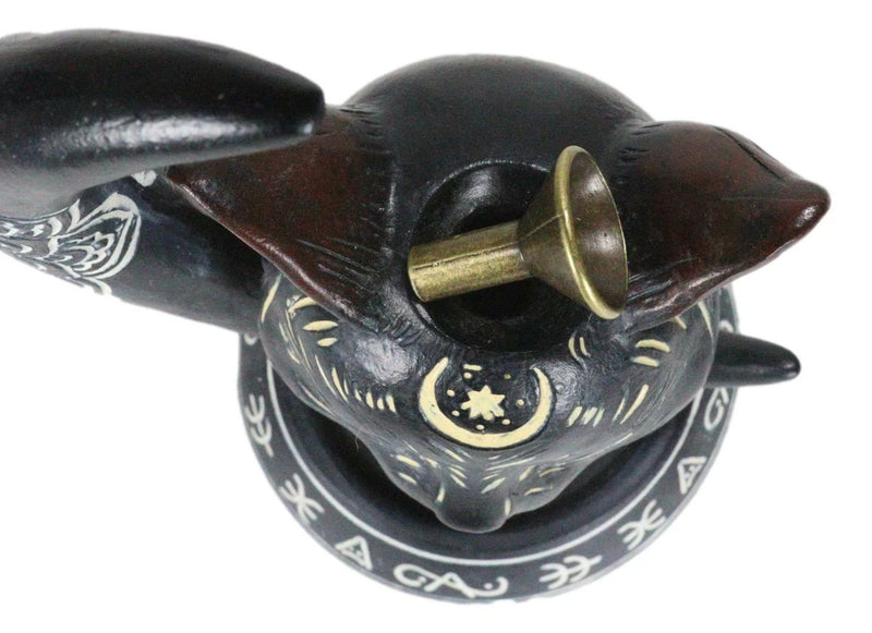 Occult Wicca Sacred Geometry Black Cat Crescent Moon Backflow Incense Burner-6