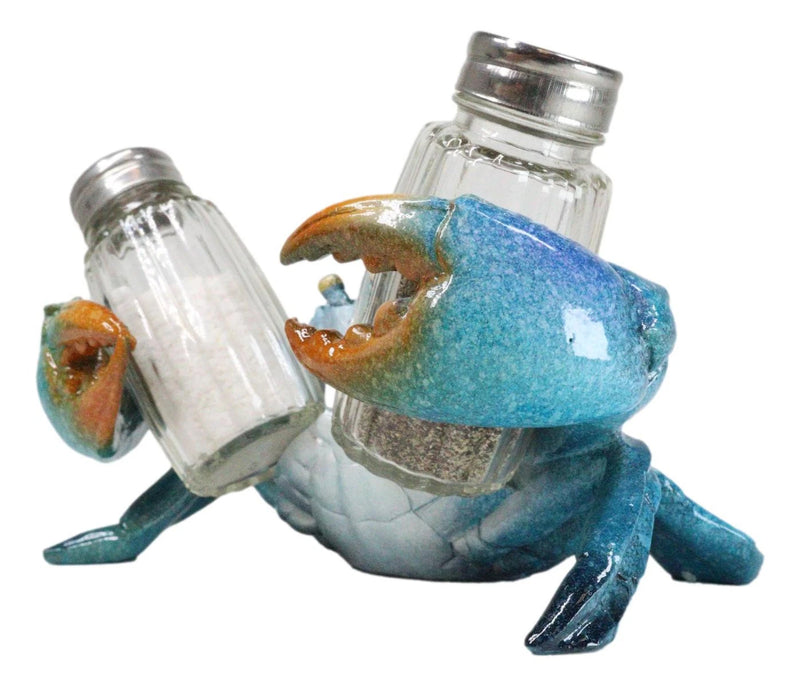 Nautical Ocean Marine Blue Crab Salt And Pepper Shakers Holder Figurine Set-7