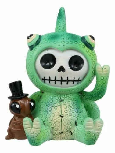 Furrybones Camo The Chameleon With Cricket Figurine 3"H Skeleton Furry Bones-5