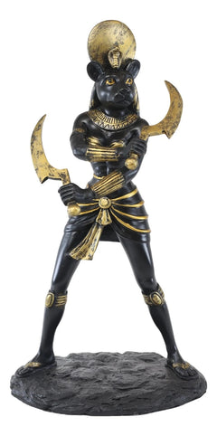 Egyptian Sun Goddess Sekhmet W/ Sickle Statue Huntress Lioness Healer-6