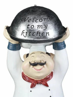 Figura de bienvenida de Master Bistro Chef con bandeja de cúpula derretida, 35,5 cm de alto-5