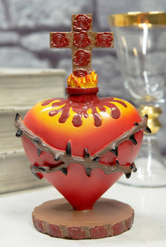 DOD Sacred Heart Of Jesus W/ Crown Of Thorns Roses & Cross Statue-1