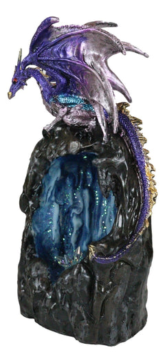 Purple Azure Quartz Dragon On Gemstone Mountain Backflow Incense Burner Figurine-5