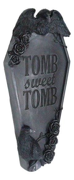 Gothic Raven Crows On Graveyard Tomb Coffin Headstone Black Roses Wall Decor-7