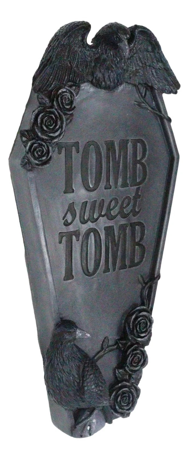 Gothic Raven Crows On Graveyard Tomb Coffin Headstone Black Roses Wall Decor-7