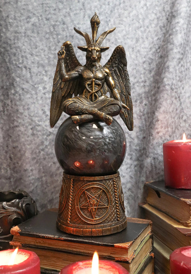 Pentagram Sigil Sabbatic Goat Baphomet Skull Black Sandstorm Gazing Ball-1