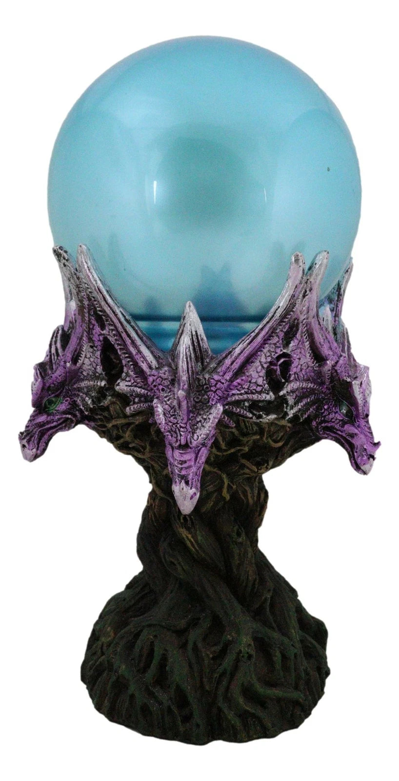 Fantasy Greenman Dragon Heads On Tree of Life Colorful LED Sphere Orb Figurine-5