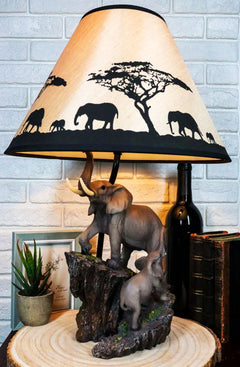 Migration Of The Majestic Elephant Family Safari Desktop Table Lamp Statue Decor-1