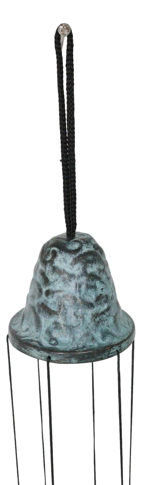 Verdigris Distressed Brass Metal Nautical Bell With Marine Seahorses Wind Chime-5