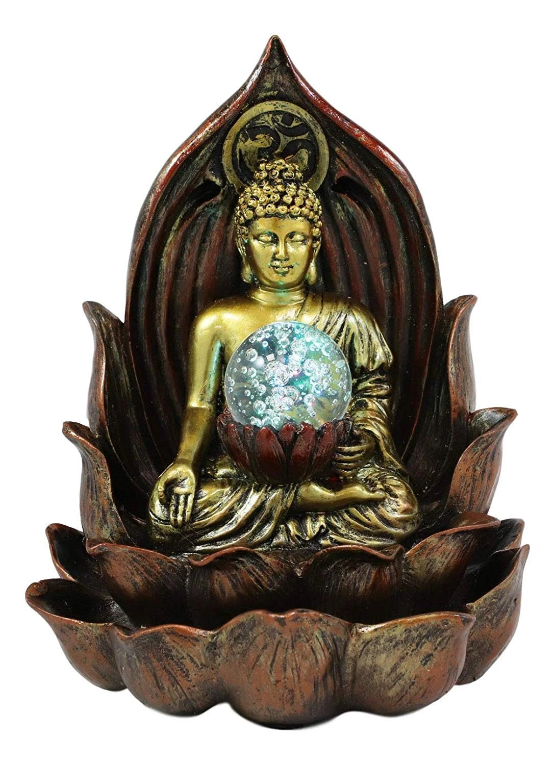 Meditating Buddha Amitabha Backflow Incense Burner W/ LED Globe Light-5
