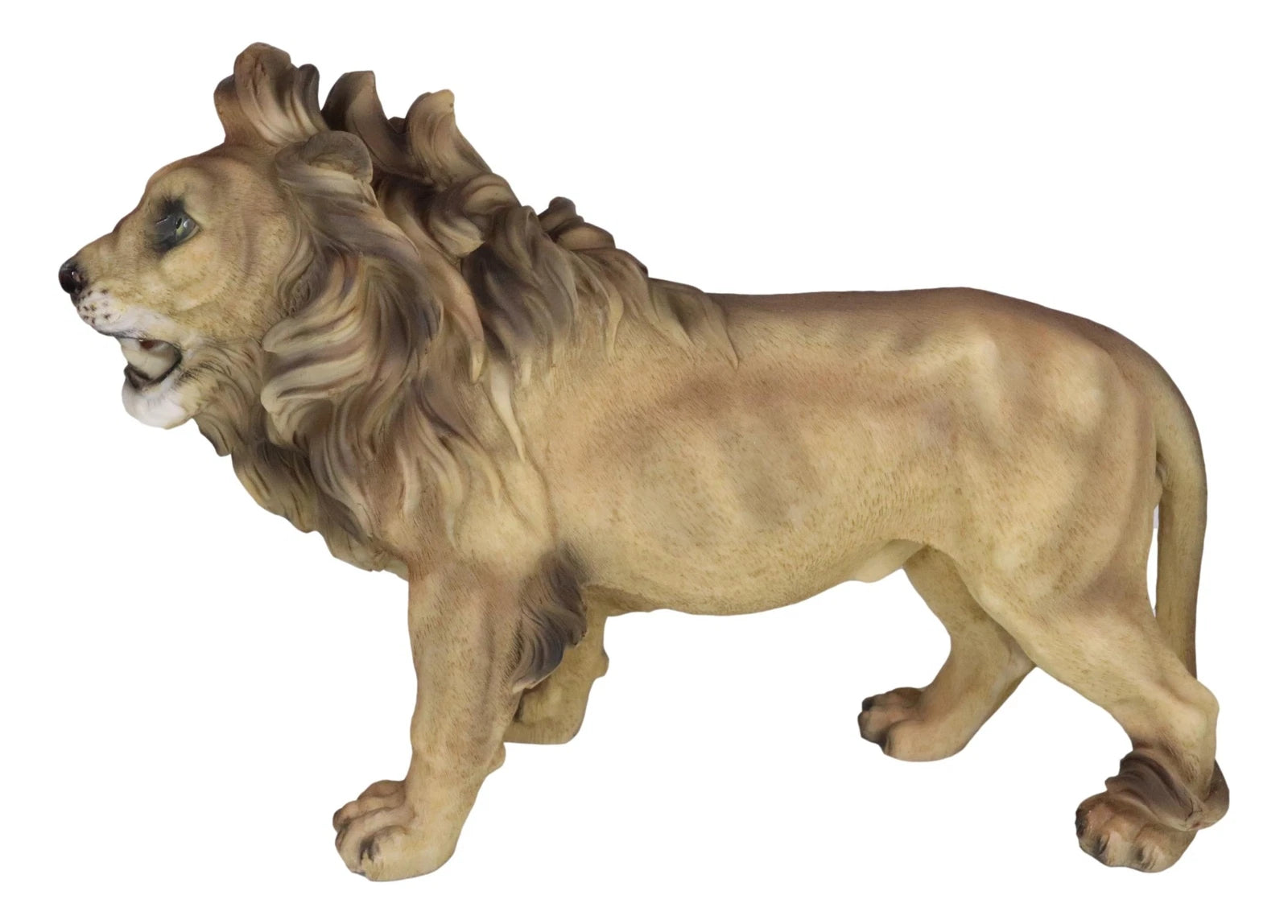 Realistic African Lion King Of The Jungle Growling And Baring Teeth Statue 16"L-4