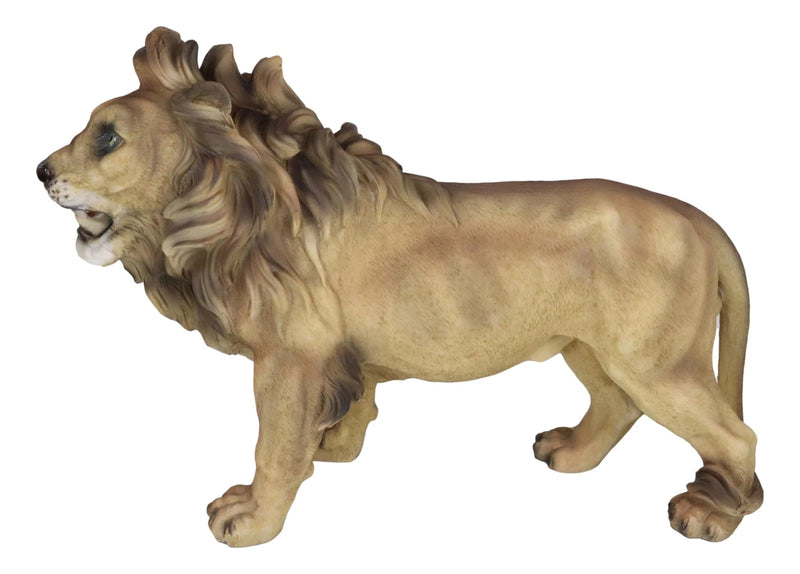 Realistic African Lion King Of The Jungle Growling And Baring Teeth Statue 16"L-4