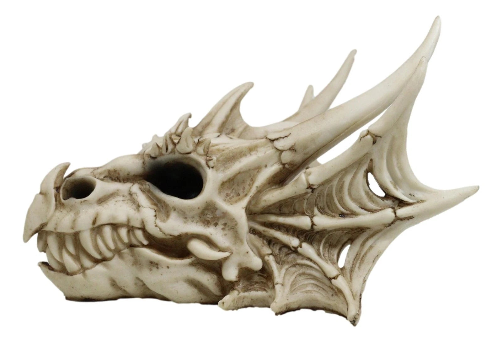 Estatua de fantasía de Grendel, cabeza de dragón, cráneo, esqueleto, fósil realista, réplica, 23 cm de largo-3