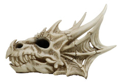 Estatua de fantasía de Grendel, cabeza de dragón, cráneo, esqueleto, fósil realista, réplica, 23 cm de largo-3