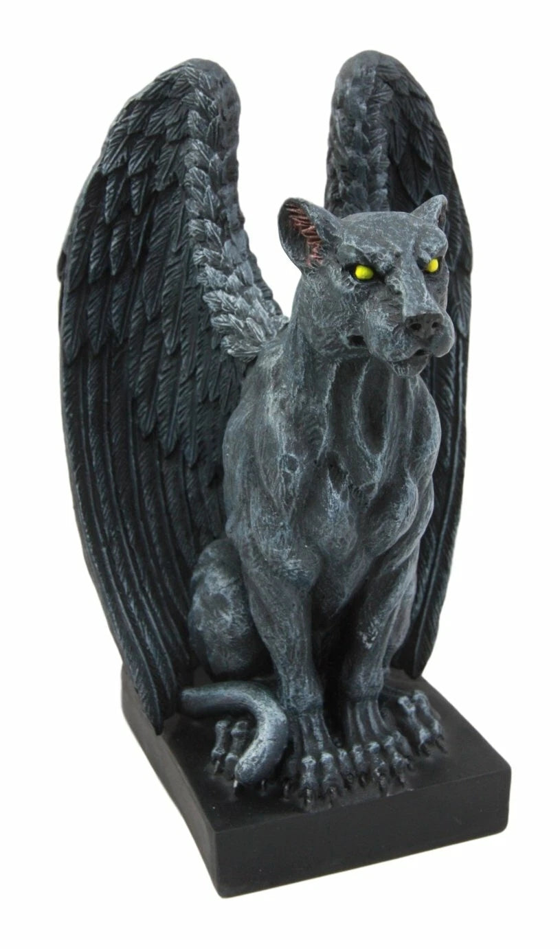 Gothic Winged Moon Eyed Jaguar Gargoyle Night Crawler Decorative Figurine 6.5"-4
