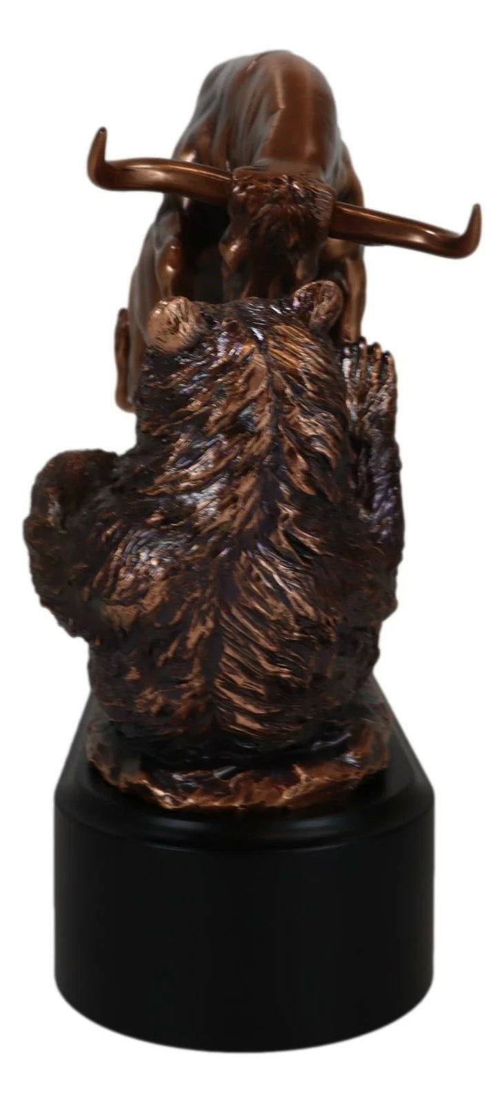 Wall Street Stock Market Charging Bull Trouncing Bear Statue With Pedestal Base-5