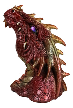 Fantasy Volcanic Fire Red Spiked Dragon Head Wall Decor Plaque With LED Lights-6