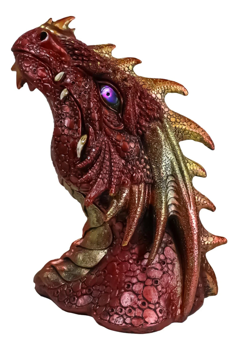 Fantasy Volcanic Fire Red Spiked Dragon Head Wall Decor Plaque With LED Lights-6