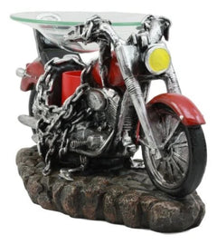 Red Vintage Motorcycle Chopper Bike Electric Oil Or Tart Burner Figurine-7