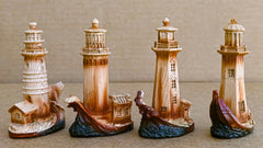 3.5"Tall Marine Scenic Lighthouse By The Ocean Set Of 4 Miniature Figurine-2
