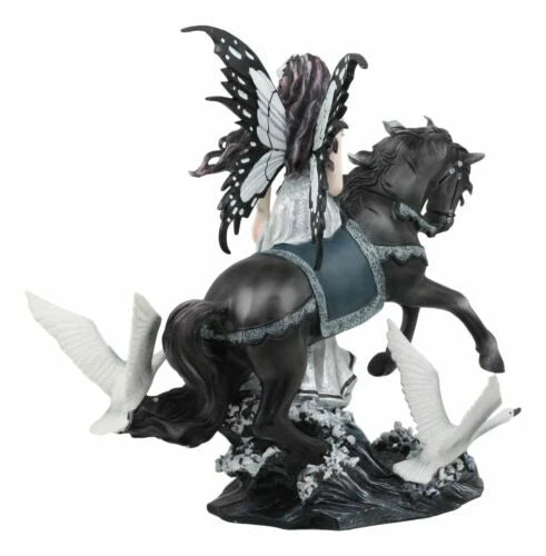 Nene Thomas Lamentation of Swans Masquerade Fairy Riding On Black Horse Statue-4