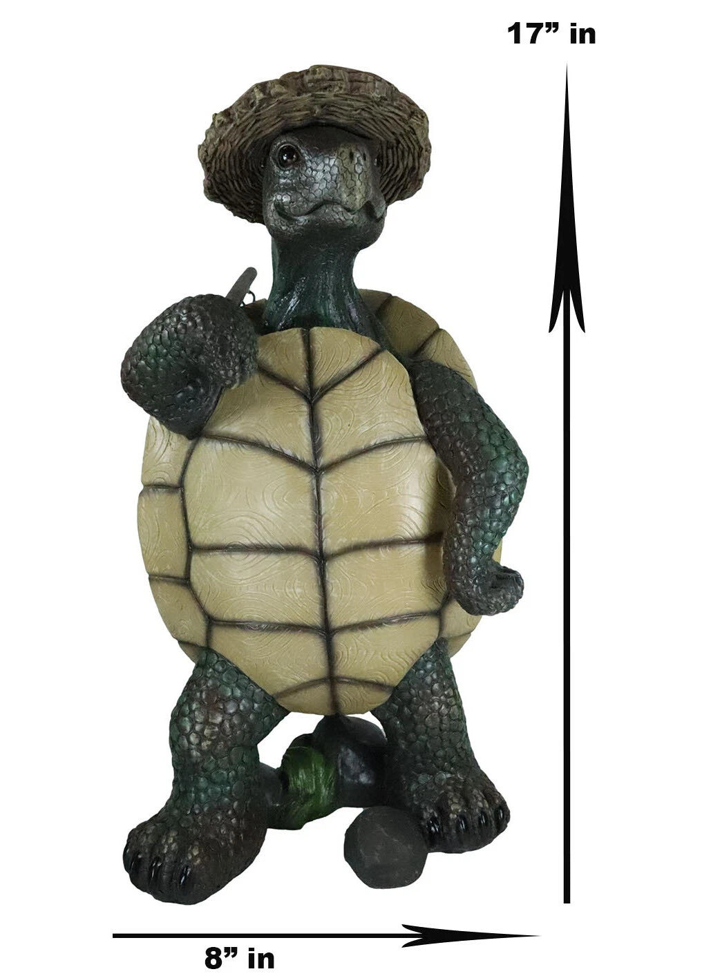 Gift Nautical Nature Lover Adventure Hiking Tortoise with Straw Hat Statue-7