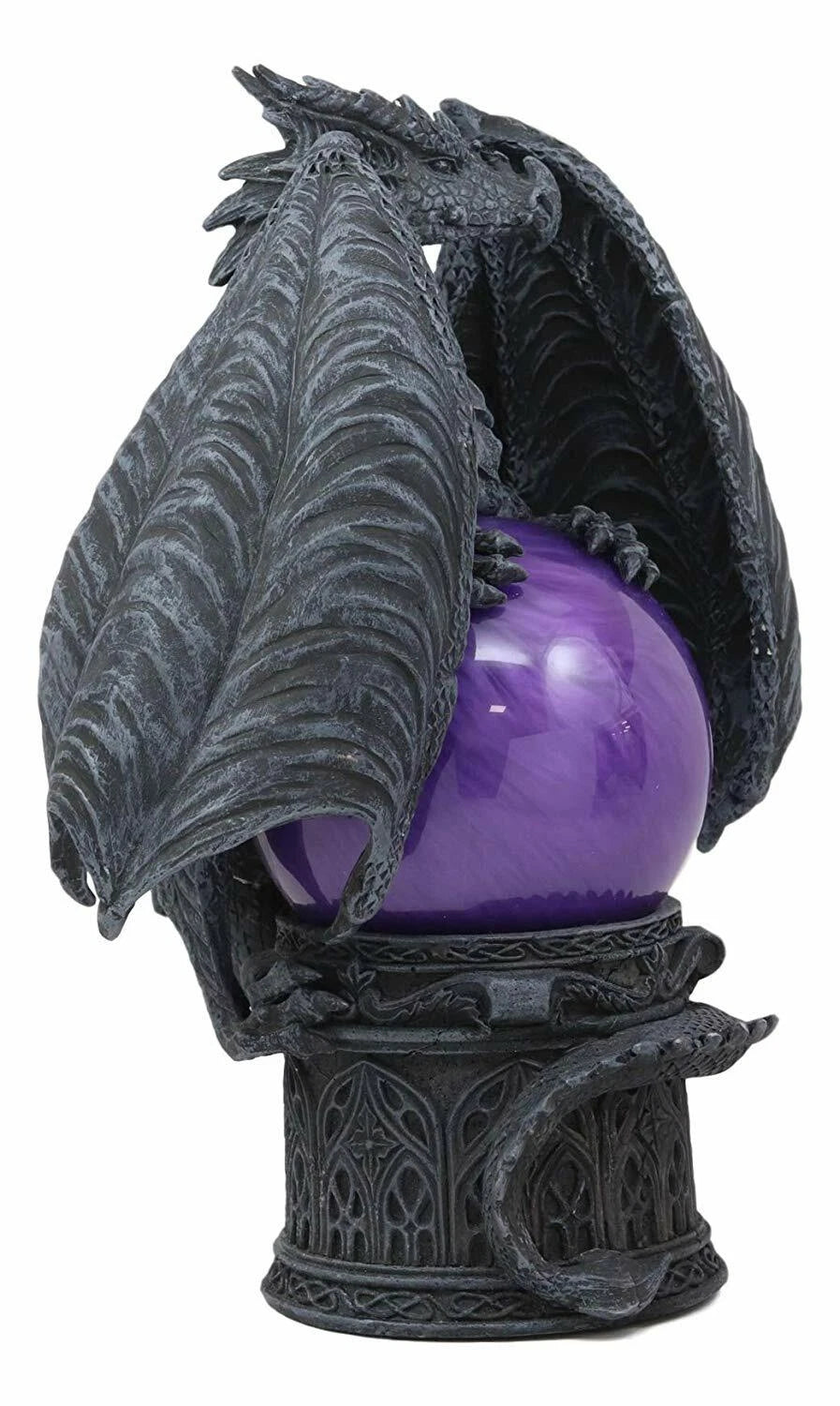 Midnight Climbing Winged Dragon Purple Blood Sandstorm Ball Statue 10"H-5