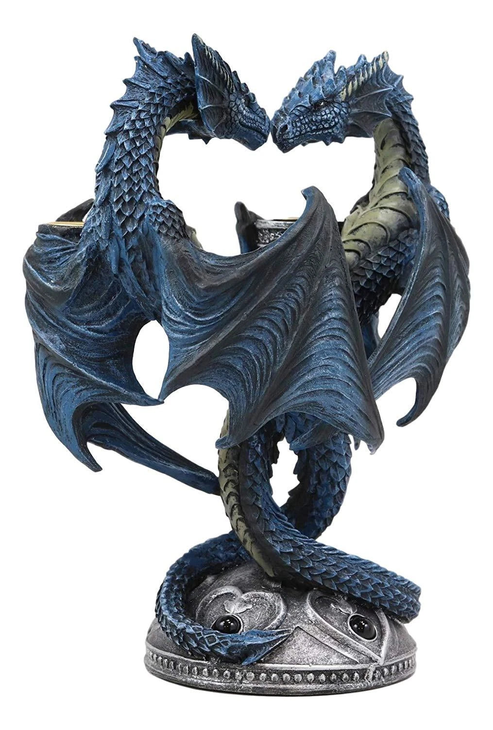 Dragon Heart Altar Drake Candleabra Candle Holder Twin Dragons Figurine 9"Tall-4