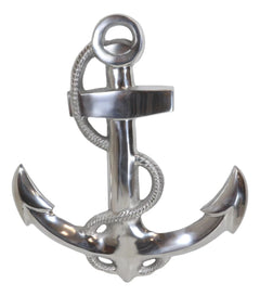 Nautical Ocean Marine Polished Aluminum Metal Ship Anchor Wall Decor Plaque 18"H-8