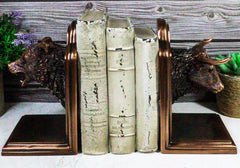 Wall Street Stock Market Bull VS Bear Bookends Bronze Electroplated Figurine-1