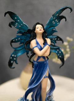 Ocean Fairy Figurine, Water Elemental Fantasy Statue 12" Tall Rising Over Waves, Hand-Painted Mythical Creature Sculpture, Home Decor for Shelf, Desk, or Living Room Display-4