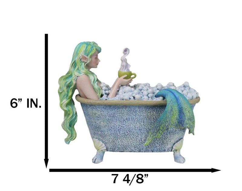 Amy Brown Aquamarine Pretty Mermaid Relaxing And Bubble Bathing in Tub Figurine-4