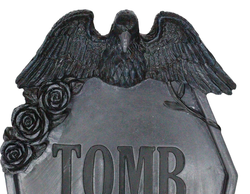 Gothic Raven Crows On Graveyard Tomb Coffin Headstone Black Roses Wall Decor-4