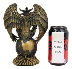 Sabbatic Goat The Thinker Baphomet Sitting On The Globe Statue 7.75"Tall-5