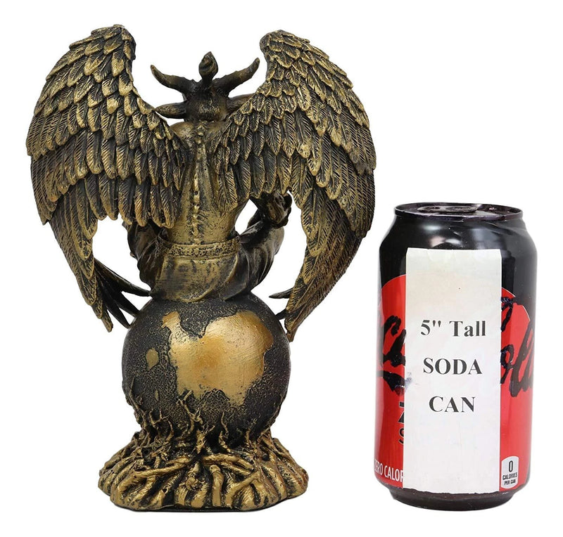 Sabbatic Goat The Thinker Baphomet Sitting On The Globe Statue 7.75"Tall-5