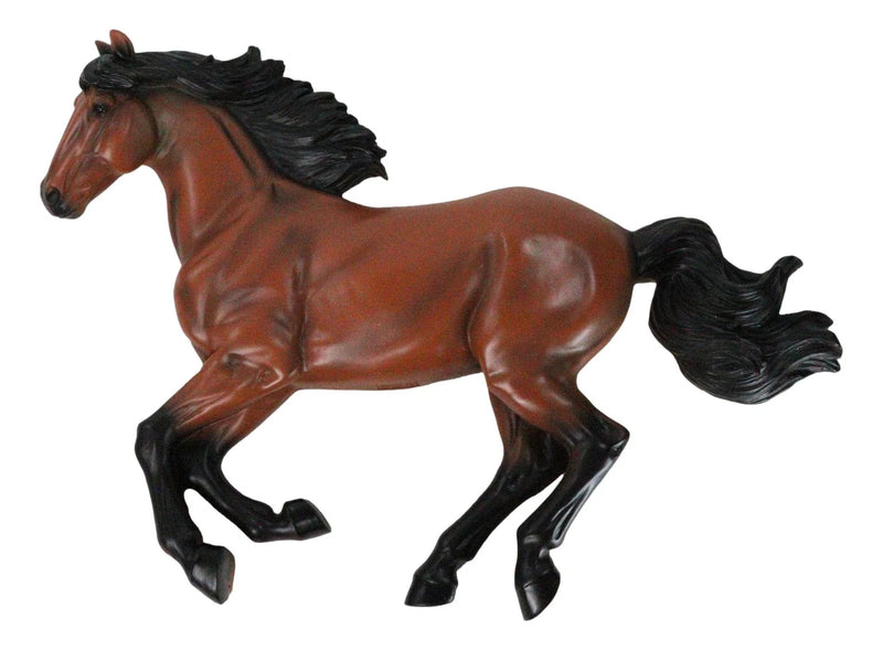 Western Running Brown Chestnut Horse Wall Decor Sculpture 15.5" Wide-7