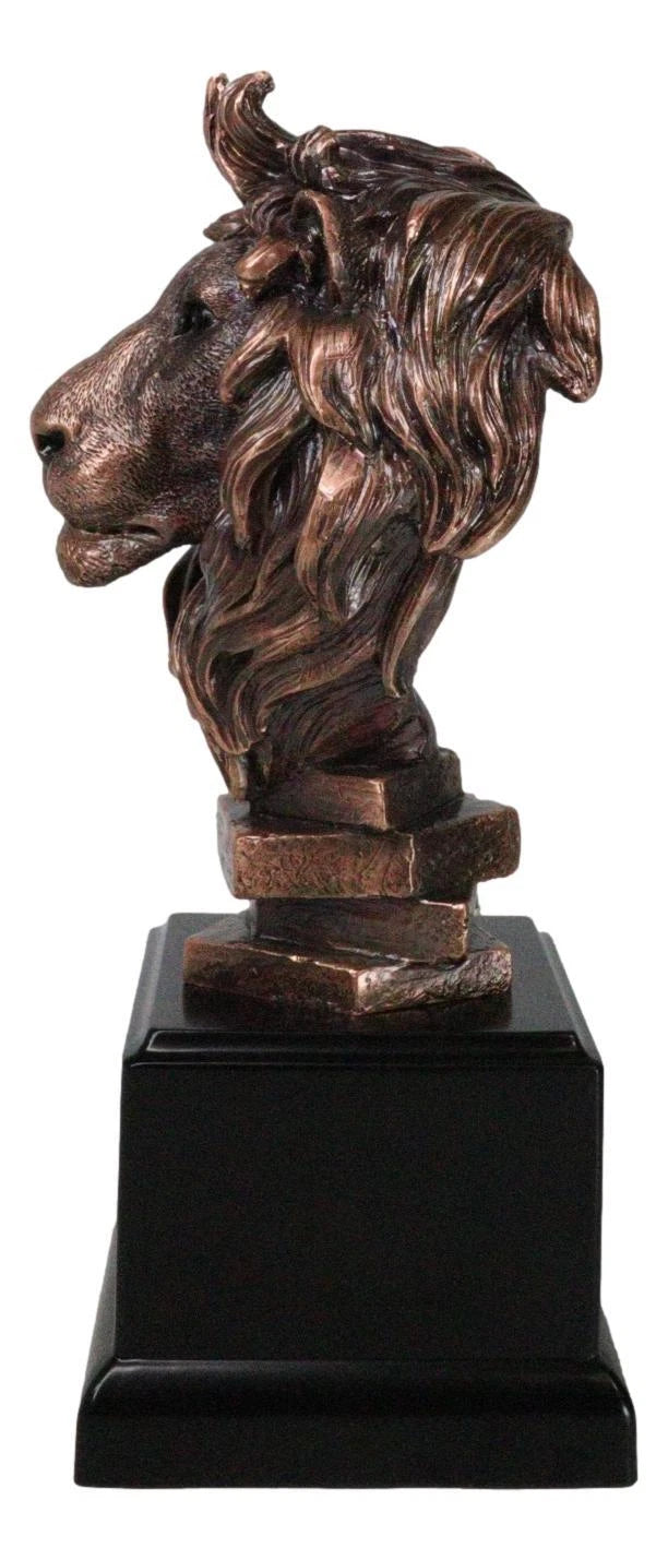 King Of The Jungle African Lion Pride Bust Bronze Electroplated Figurine Statue-5