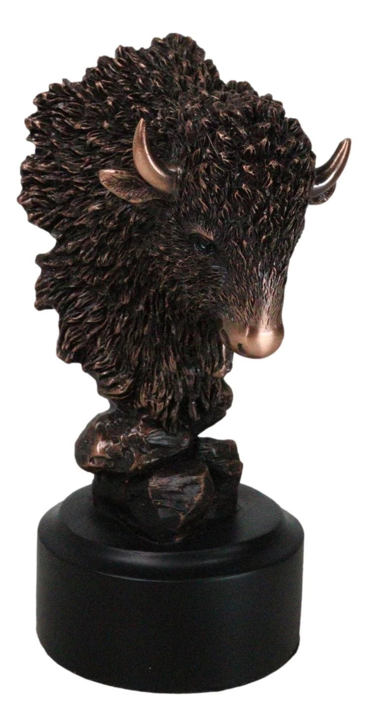 Estatua rústica de bisonte americano del suroeste con acabado en bronce galvanizado-7