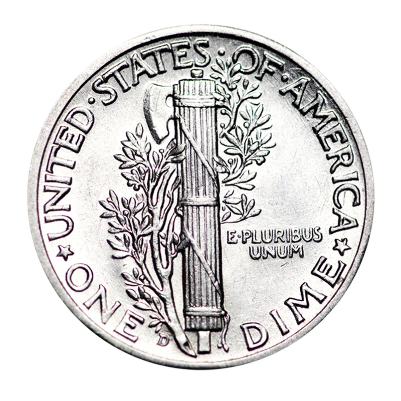 Rollo de 50 monedas de diez centavos de mercurio de plata al 90 % BU con fechas mixtas (acuñadas entre 1916 y 1945)-3