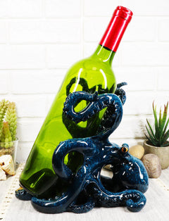 Nautical Deep Sea Blue Octopus Wine Holder 8"L Cephalopod Giant Kraken Figurine-6