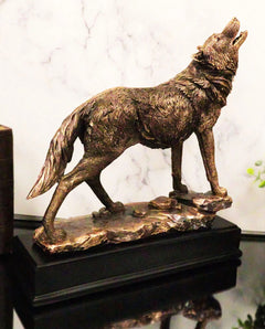 Rustic Forest Woodlands Howling Spirit Alpha Wolf Figurine With Trophy Base-1