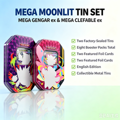 Pokémon TCG Mega Moonlit Tin Set Mega Gengar ex & Mega Clefable ex 8 Booster Packs English Edition Factory Sealed Gift-2