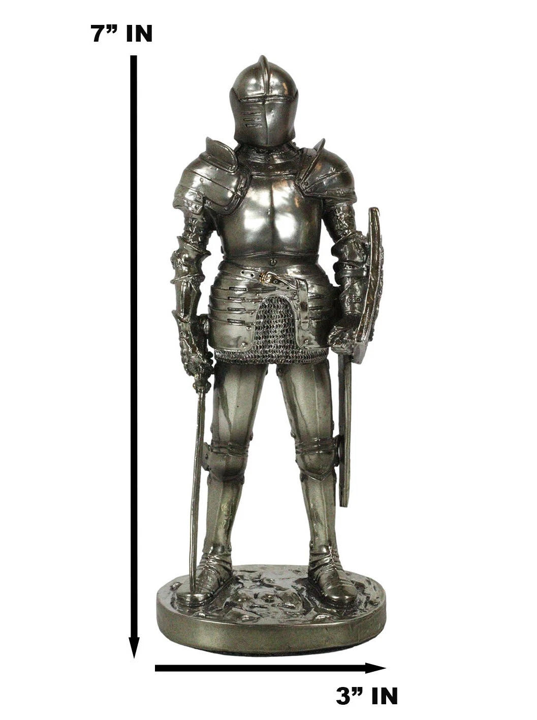 Estatua de armadura medieval de 18 cm de alto, espadachín valiente, caballero corazón de león.-2