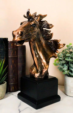 Figura de busto de cabeza de semental de caballo corriendo de Western Wildlife con base de trofeo-1