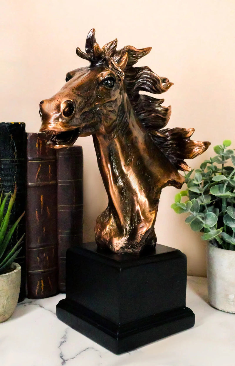 Figura de busto de cabeza de semental de caballo corriendo de Western Wildlife con base de trofeo-1