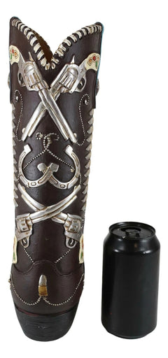Six Shooter Pistols And Bullets Cowboy Boot Decorative Vase Planter Figurine-2