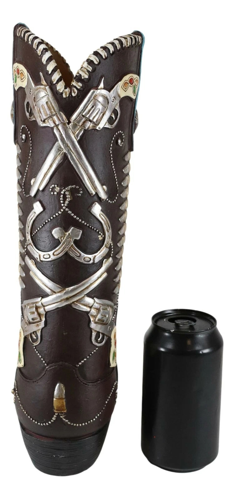 Six Shooter Pistols And Bullets Cowboy Boot Decorative Vase Planter Figurine-2